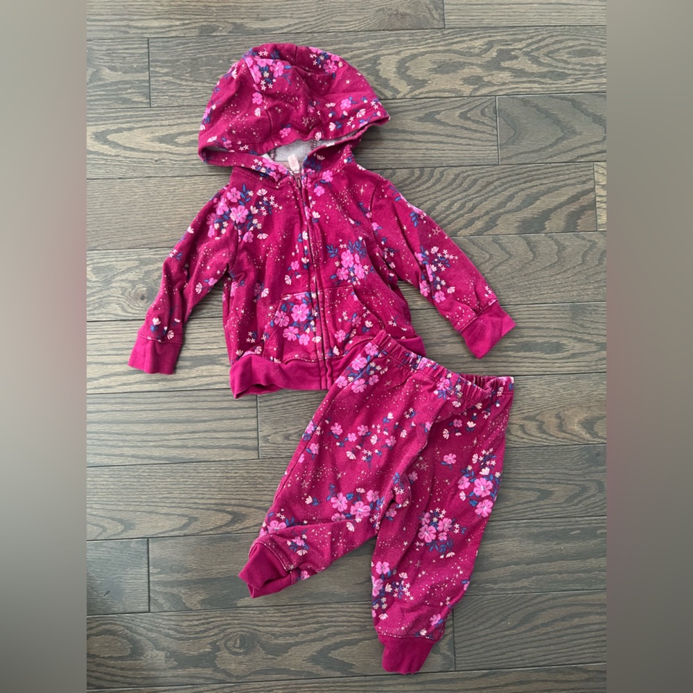 Floral Pink Hoodie and Pants Set